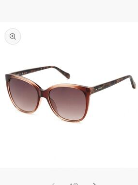 Fossil Brown Gradient Cat-Eye Sunglasses with Tortoiseshell Temples